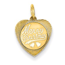 14k Gold Merry Christmas Heart Disc Charm hide-image