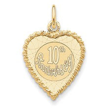 14k Gold Happy 10th Anniversary Charm hide-image