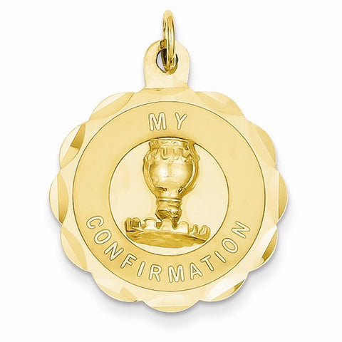 14k Gold My Confirmation Disc pendant, Charm