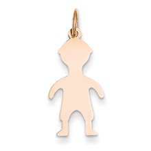 14k Rose Gold Solid Polished Engravable Boy Charm hide-image