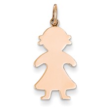 14k Rose Gold Solid Polished Engravable Girl Charm hide-image