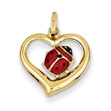 14k Gold Enameled Ladybug in Heart Charm hide-image