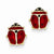 14k Yellow Gold Enameled Ladybug Earrings