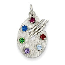 14k White Gold Artist Palette with CZ Stones Charm hide-image