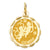 Satin Polished Engravable Gemini Zodiac Scalloped Disc Charm in 14k Gold