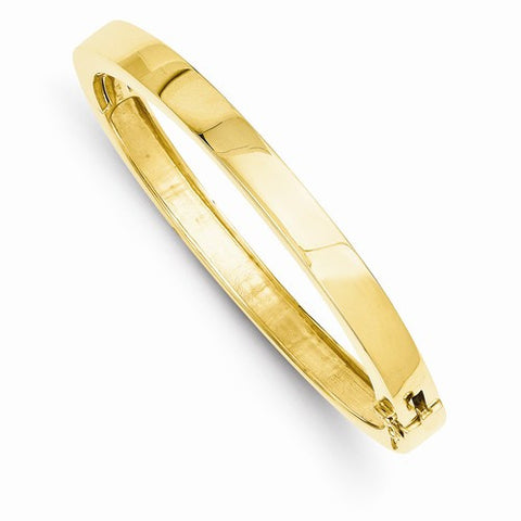 14K Yellow Gold Polished Solid Hinged Bangle Bracelet