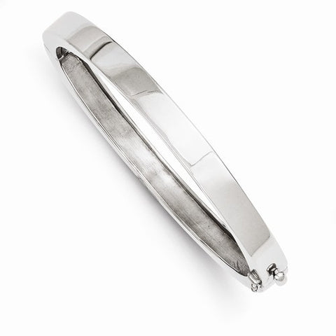 14K White Gold Polished Casted Hinged Bangle Bracelet