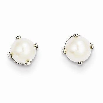 14k White Gold 5mm Cultured Pearl Stud Earrings