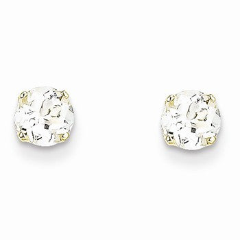 14k Yellow Gold 5mm White Zircon Earrings