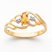 14k Yellow Gold Diamond & Citrine Birthstone Ring