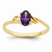 14k Yellow Gold Amethyst Birthstone Ring