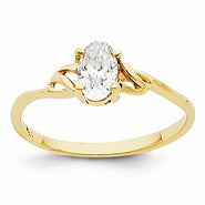 14k Yellow Gold White Topaz Birthstone Ring