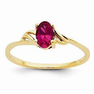 14k Yellow Gold Ruby Birthstone Ring