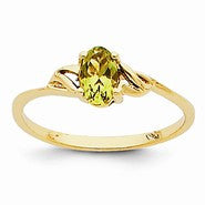 14k Yellow Gold Peridot Birthstone Ring