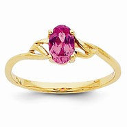 14k Yellow Gold Pink Tourmaline Birthstone Ring