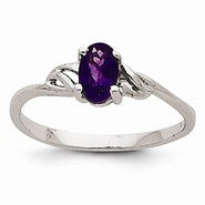 14k White Gold Amethyst Birthstone Ring