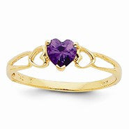 14k Yellow Gold Amethyst Birthstone Ring