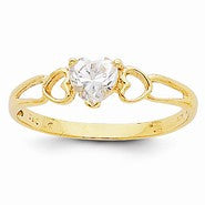 14k Yellow Gold White Topaz Birthstone Ring