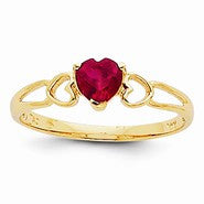 14k Yellow Gold Ruby Birthstone Ring