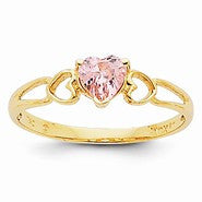 14k Yellow Gold Pink Tourmaline Birthstone Ring