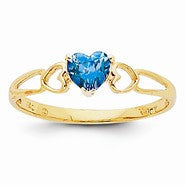 14k Yellow Gold Blue Topaz Birthstone Ring