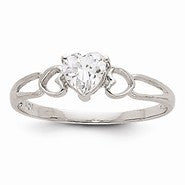 14k White Gold White Topaz Birthstone Ring