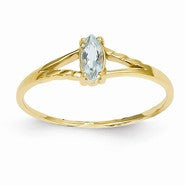 14k Yellow Gold Aquamarine Birthstone Ring