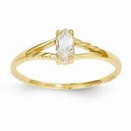 14k Yellow Gold White Topaz Birthstone Ring