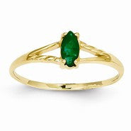 14k Yellow Gold Emerald Birthstone Ring