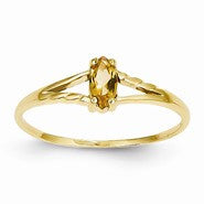 14k Yellow Gold Citrine Birthstone Ring