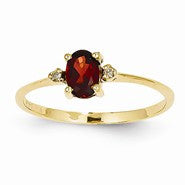 14k Yellow Gold Diamond & Garnet Birthstone Ring
