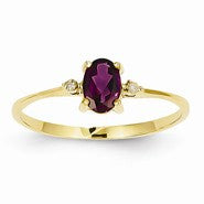 14k Yellow Gold Diamond & Rhodolite Garnet Birthstone Ring