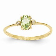 14k Yellow Gold Diamond & Peridot Birthstone Ring