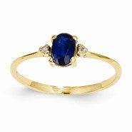 14k Yellow Gold Diamond & Sapphire Birthstone Ring