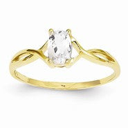 14k Yellow Gold White Topaz Birthstone Ring