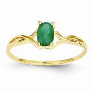 14k Yellow Gold Emerald Birthstone Ring