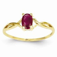 14k Yellow Gold Ruby Birthstone Ring