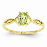 14k Yellow Gold Peridot Birthstone Ring