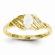 14k Yellow Gold Genuine Opal Diamond Ring