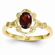 14k Yellow Gold Garnet Diamond Ring