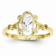 14k Yellow Gold White Topaz Diamond Ring