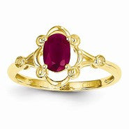 14k Yellow Gold Genuine Ruby Diamond Ring