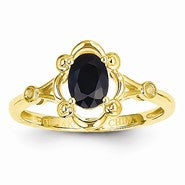14k Yellow Gold Genuine Sapphire Diamond Ring