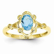 14k Yellow Gold Light Swiss Blue Topaz Diamond Ring
