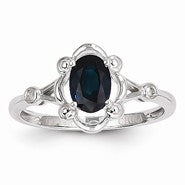 14k White Gold Genuine Sapphire Diamond Ring
