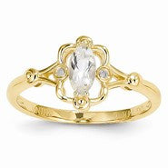 14k Yellow Gold White Topaz Diamond Ring