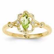 14k Yellow Gold Peridot Diamond Ring