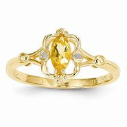 14k Yellow Gold Citrine Diamond Ring