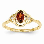 14k Yellow Gold Garnet Diamond Ring