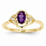 14k Yellow Gold Purple Amethyst & Diamond Ring
